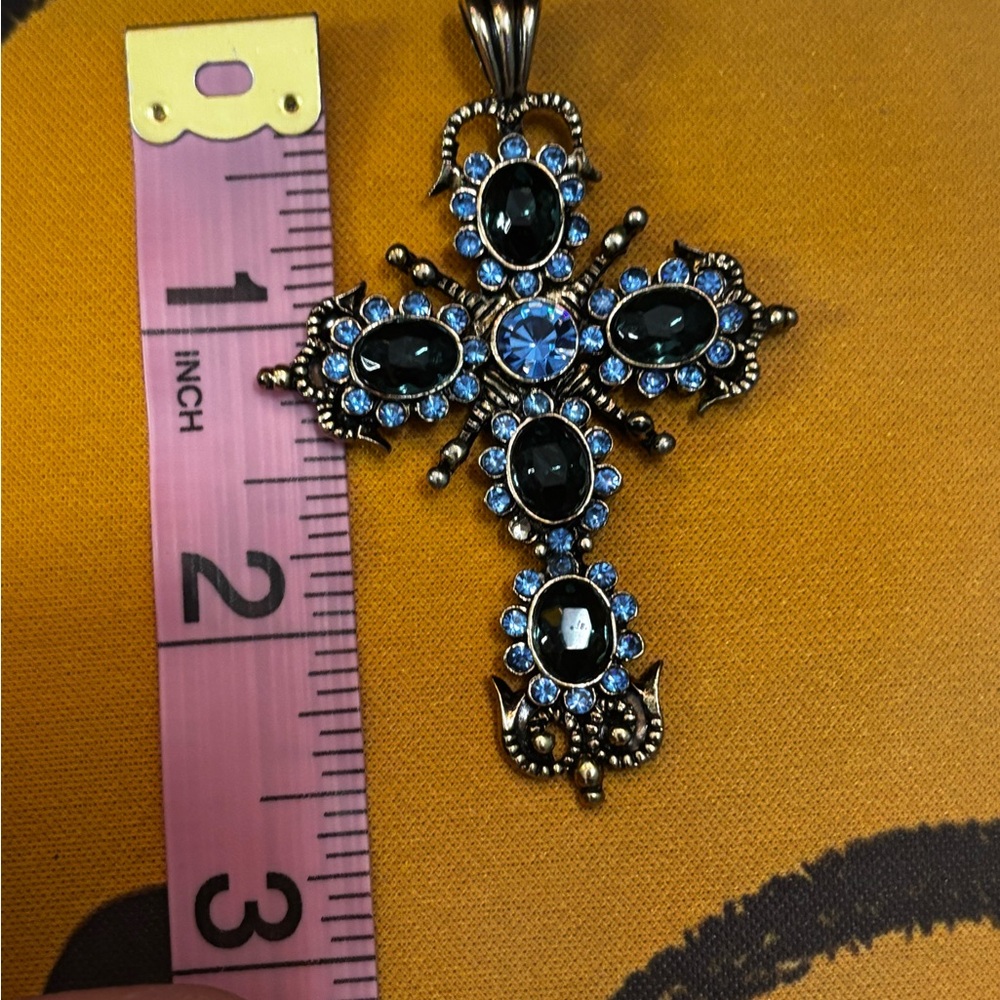 Cross pendent with Blue stones